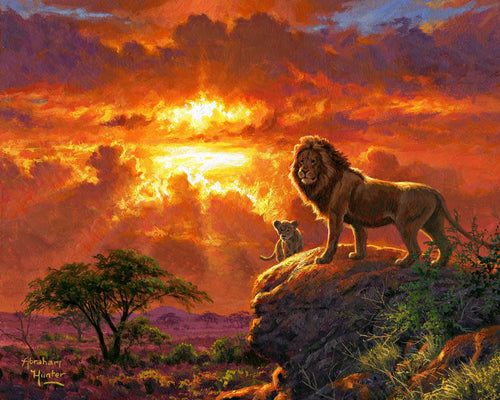 Pintar Por Números - León al atardecer - Figuredart - Fácil Paisajes Animales Leones Novedades