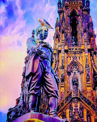 Punto de Cruz Diamante - Diamond Painting - Estatua de Edimburgo 40x50cm con bastidor montado