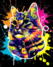 Cargar imagen en el visor de la galería, Punto de Cruz Diamante - Diamond Painting - Gato Splash Pop Art