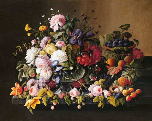 Punto de Cruz Diamante - Los bodegones de flores y frutas - Severin Roesen