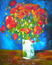 Cargar imagen en el visor de la galería, Diamond Painting - Jarrón con amapolas - Van Gogh 40x50cm con bastidor montado