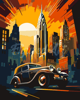 Pintar por numeros Figured'Art - Coche Art Deco en Nueva York