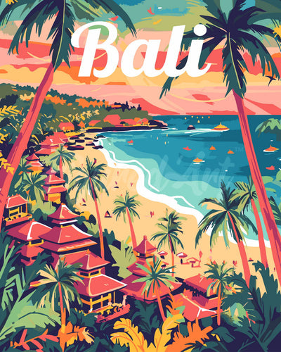 Pintar por numeros Figured'Art - Póster de Viaje Bali