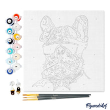 Cargar imagen en el visor de la galería, Mini Pintura por Números 20x20cm con bastidor Perro con cigarro