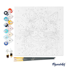 Cargar imagen en el visor de la galería, Mini Pintura por Números 20x20cm con bastidor Arte Pop Abstracto de Gato