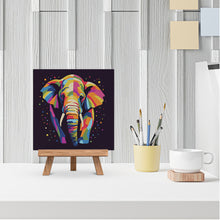 Cargar imagen en el visor de la galería, Mini Pintura por Números 20x20cm con bastidor Arte Pop Abstracto de Elefante