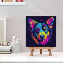 Cargar imagen en el visor de la galería, Mini Pintura por Números 20x20cm con bastidor Arte Pop Abstracto de Perro Neón