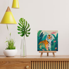 Cargar imagen en el visor de la galería, Mini Pintura por Números 20x20cm con bastidor Tigre de Bengala Tropical