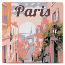 Cargar imagen en el visor de la galería, Mini Pintar por Números 20x20cm con bastidor Póster de Viaje París