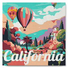 Cargar imagen en el visor de la galería, Mini Pintar por Números 20x20cm con bastidor Póster de Viaje Globos California