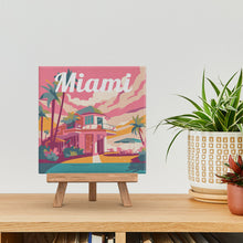 Cargar imagen en el visor de la galería, Mini Pintura por Números 20x20cm con bastidor Póster de Viaje Miami