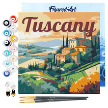 Cargar imagen en el visor de la galería, Mini Pintura por Números 20x20cm con bastidor Póster de Viaje Toscana Verano