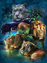 Cargar imagen en el visor de la galería, Punto de Cruz Diamante - Diamond Painting - Los animales de la selva 40x50cm con bastidor montado