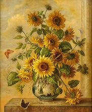 Cargar imagen en el visor de la galería, Pintar por números - Girasoles en la cómoda pequeña