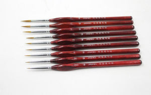 Set de 9 pinceles de alta calidad de madera roja