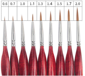 Set de 9 pinceles de alta calidad de madera roja