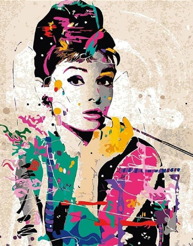 Pintar Por Números - Audrey - Figuredart - Pop Art Retrato