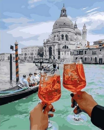 Pintar Por Números - Brindando Aperol - Figuredart - Ciudades Romanticismo