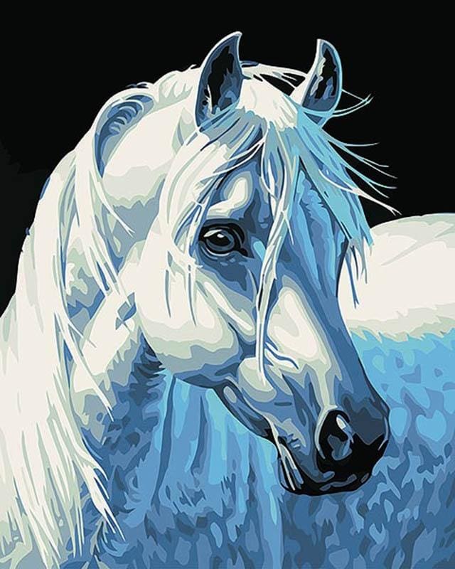 Pintar Por Números - Caballo Blanco 2 - Figuredart - Animales Caballos