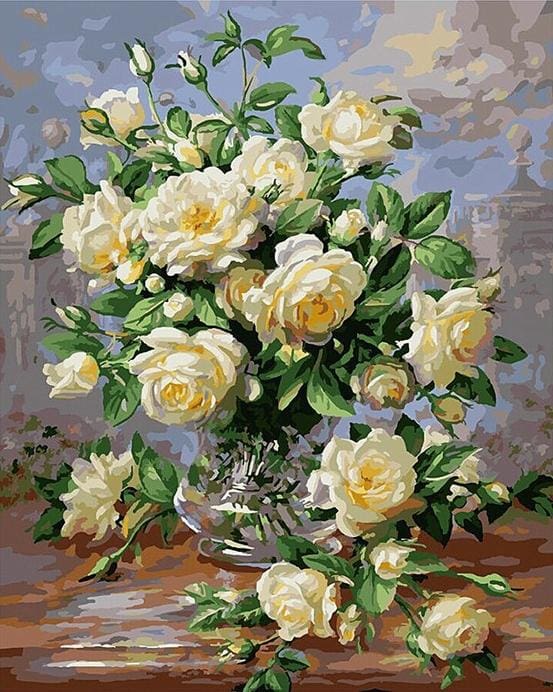 Pintar Por Números - Camelias Blancas - Figuredart - Flores