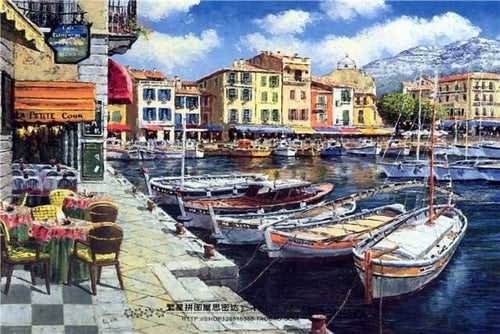 Pintar Por Números - Embarcaciones En El Puerto - Figuredart - Barcos Paisajes