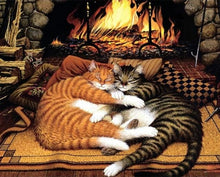 Cargar imagen en el visor de la galería, Pintar Por Números - Gatos En La Chimenea - Figuredart - Animales Gatos