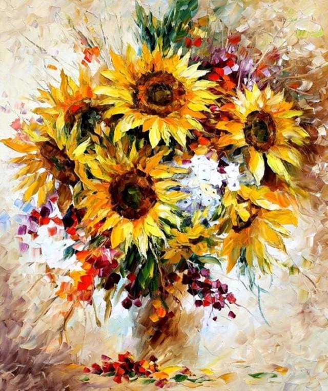 Pintar Por Números - Girasoles Abstractos - Figuredart - Flores