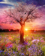 Cargar imagen en el visor de la galería, Pintar Por Números - La Puesta Del Sol Y Árbol De La Belleza - Figuredart - Flores Paisajes Árboles