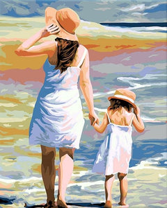 Pintar Por Números - Madre Y Hija De Las Manos - Figuredart - Paisajes Romanticismo