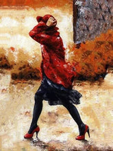 Cargar imagen en el visor de la galería, Pintar Por Números - Mujer Andando Con Viento - Figuredart - Romanticismo