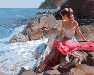 Pintar Por Números - Mujer En El Mar - Figuredart - Paisajes