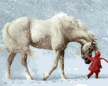 Cargar imagen en el visor de la galería, Pintar Por Números - Nieve Caballo Blanco - Figuredart - Animales Caballos