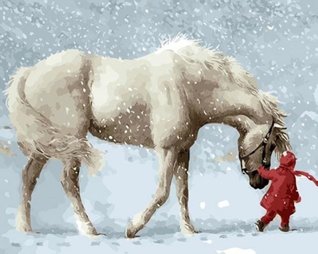 Pintar Por Números - Nieve Caballo Blanco - Figuredart - Animales Caballos