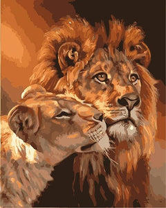 Pintar Por Números - Pareja De Leones - Figuredart - Animales Leones