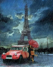 Cargar imagen en el visor de la galería, Pintar Por Números - Pareja Lluvia Torre Eifel - Figuredart - Ciudades