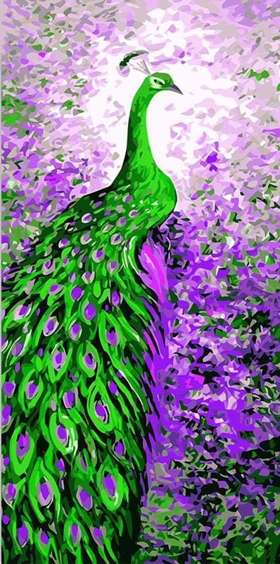 Pintar Por Números - Pavo Real Púrpura Verde - Figuredart - Animales Pavo Real