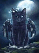 Cargar imagen en el visor de la galería, Punto De Cruz Diamante - Punto De Cruz Diamante - Ángel Gato Negro - Figuredart - Gatos Mascotas Punto De Cruz Diamante Animales