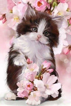 Cargar imagen en el visor de la galería, Punto De Cruz Diamante - Punto De Cruz Diamante - Gato Y Flores - Figuredart - Flores Gatos Mascotas Punto De Cruz Diamante Animales